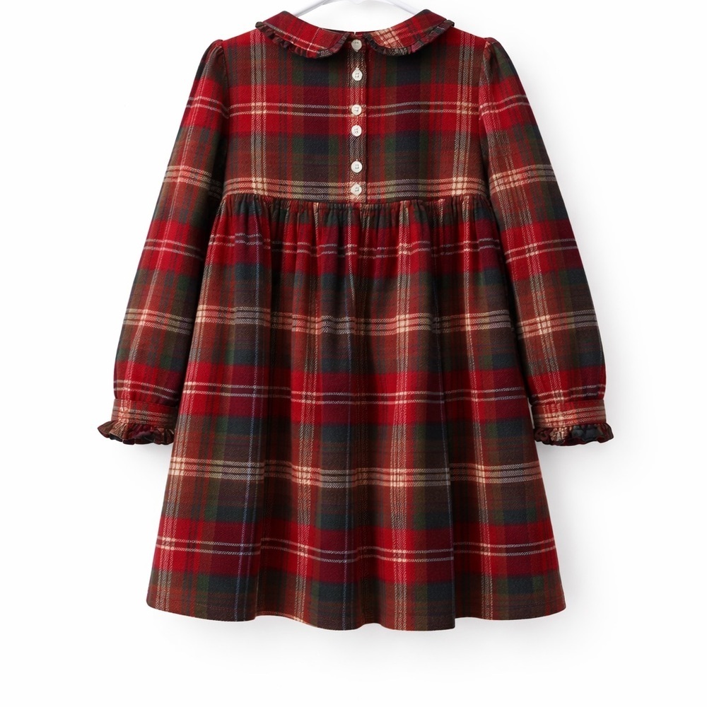 Ralph Lauren Hand Smocked Red Plaid Holiday Dress Girls Size 4 Tartan Cotton - Picture 2 of 8
